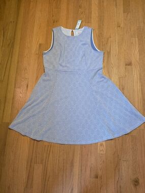Renee C. Blue Diamond-Print Sleeveless Fit & Flare Dress Size 2X